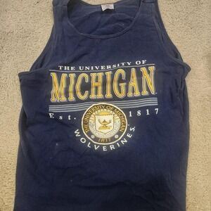 Vintage 90s‎ University of Michigan Wolverines Tank Top Men's Size XL Navy Blue